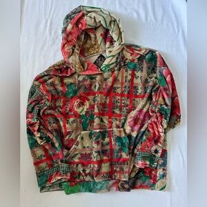 Johnny Was Biya Cozycore Chic Chantel Sherpa Pullover Floral Hoodie Women's XXL